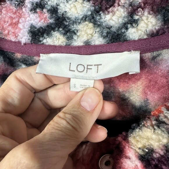 Loft Womens Size S Floral Fleece Jacket Multicolor Snap Closure Size Small - Picture 4 of 9